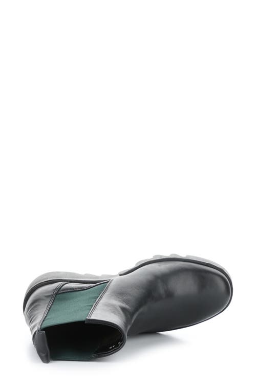 Shop Fly London Fly Long Bagu Wedge Chelsea Boot In Black/teal