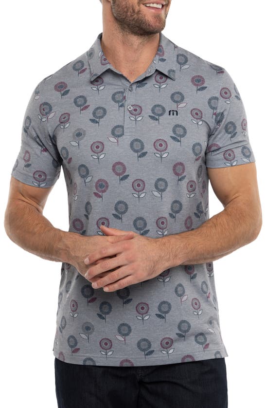 Shop Travismathew Preboarding Floral Piqué Polo In Heather Med Grey