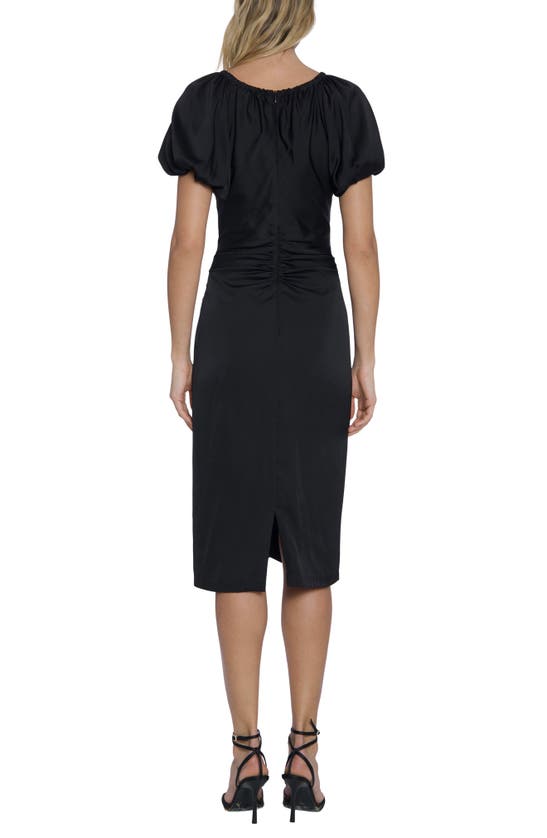 MAGGY LONDON MAGGY LONDON RUCHED PUFF SLEEVE SHEATH DRESS 