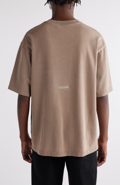 Shop Acne Studios Extorr Logo Back T-shirt In Taupe Brown