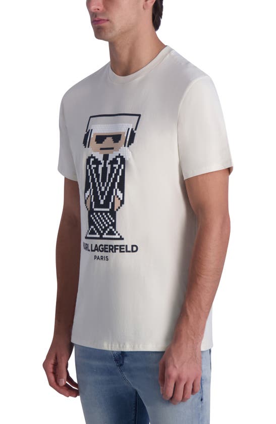 Shop Karl Lagerfeld Paris Kocktail Textured Logo T-shirt In Natural