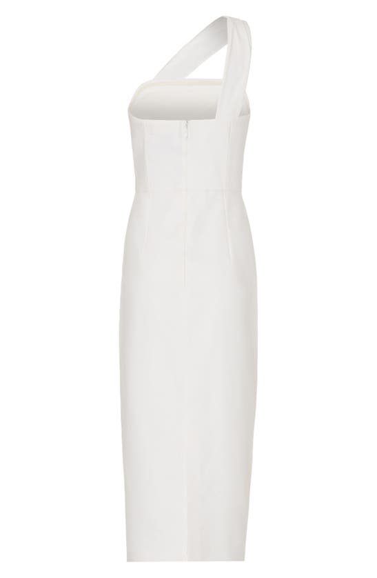 Shop Milly One-shoulder Linen Blend Sheath Dress In White