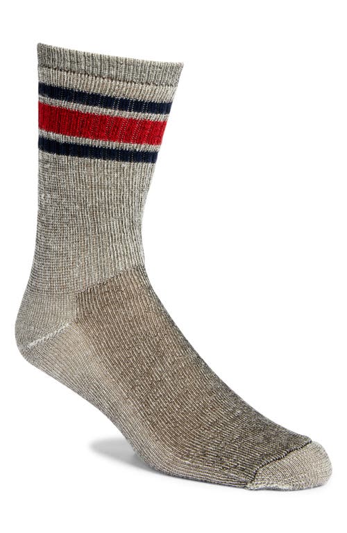 Stripe Merino Wool Blend Crew Socks in Classic Grey