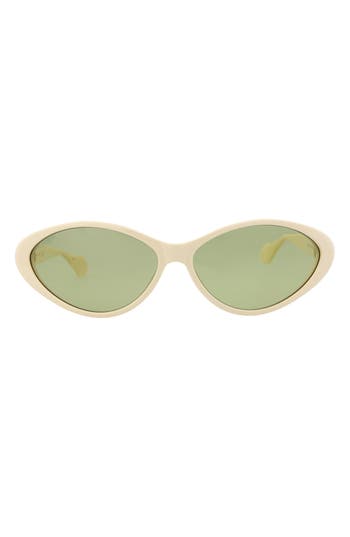 Shop Gucci 67mm Cat Eye Sunglasses In Ivory Ivory Green