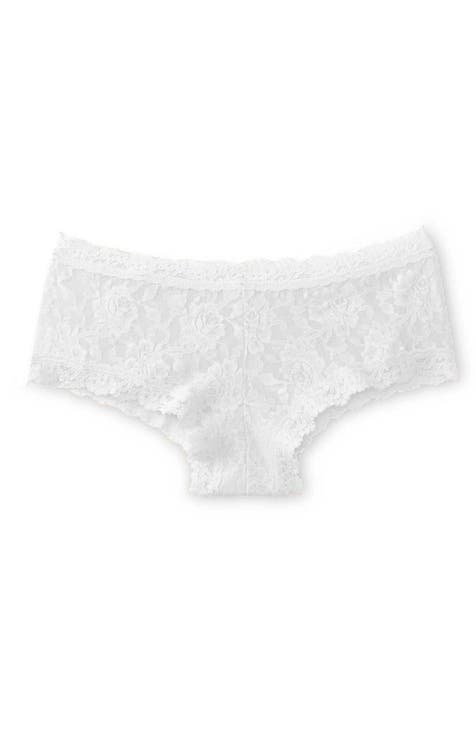 Ladies Lace Pointelle White Boxer Underwear Knickers Panties Briefs Boy  Shorts