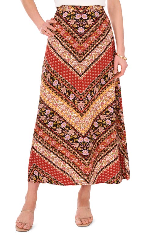 Vince Camuto Floral A-Line Maxi Skirt Rich Black/Red at Nordstrom,