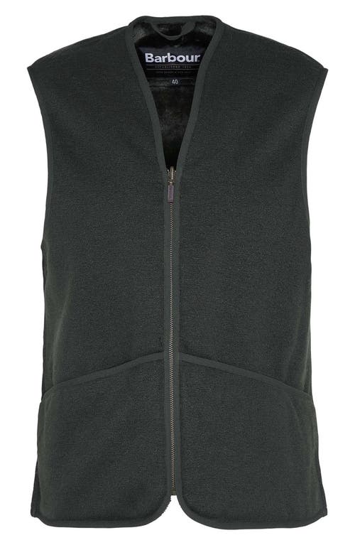 Shop Barbour Faux Fur Fleece Zip-up Liner Vest In Sage