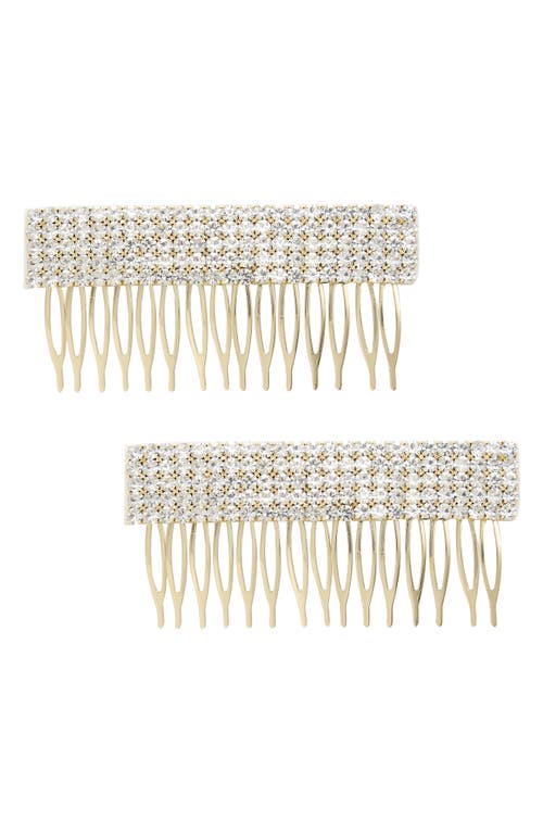 2-Pack Large Crystal Hair Comb in Gold
