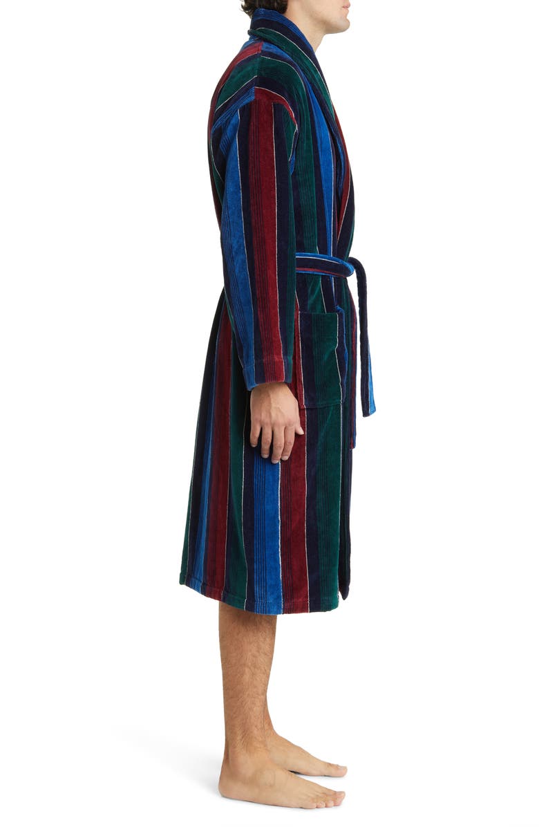 Majestic International Statement Stripes Shawl Collar Terry Cloth Robe