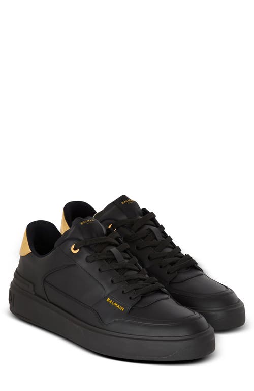 Shop Balmain B-court Flip Calfskin Low Top Sneaker In Black/gold