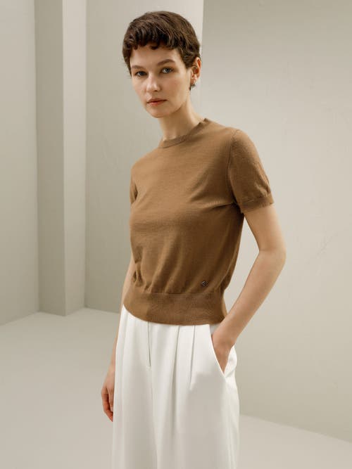 Shop Lilysilk Cashmere Round Neck Sweater In Toffee
