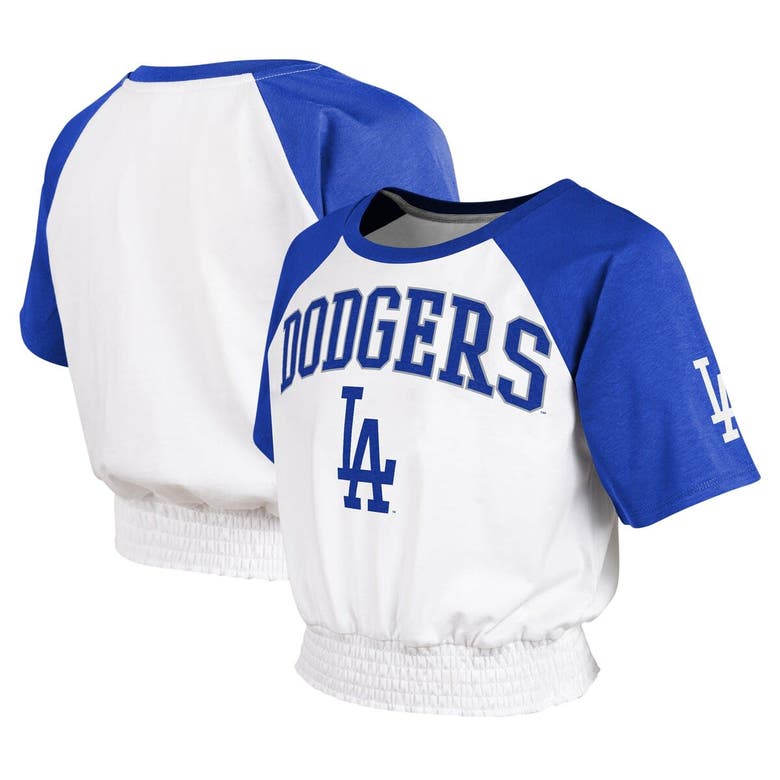 Outerstuff Kids' Youth White Los Angeles Dodgers On Base Fashion Raglan T-shirt