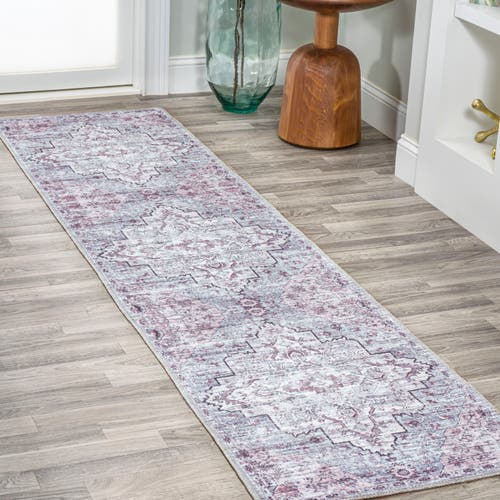 Jonathan Y Didim Boho Gray Medallion Machine-washable Area Rug In Gray/purple