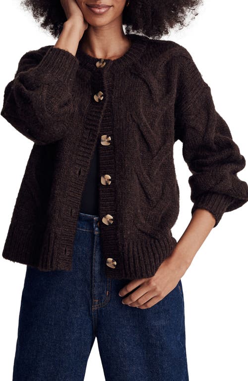 Madewell Cable Ashmont Cardigan Sweater in Heather Bark