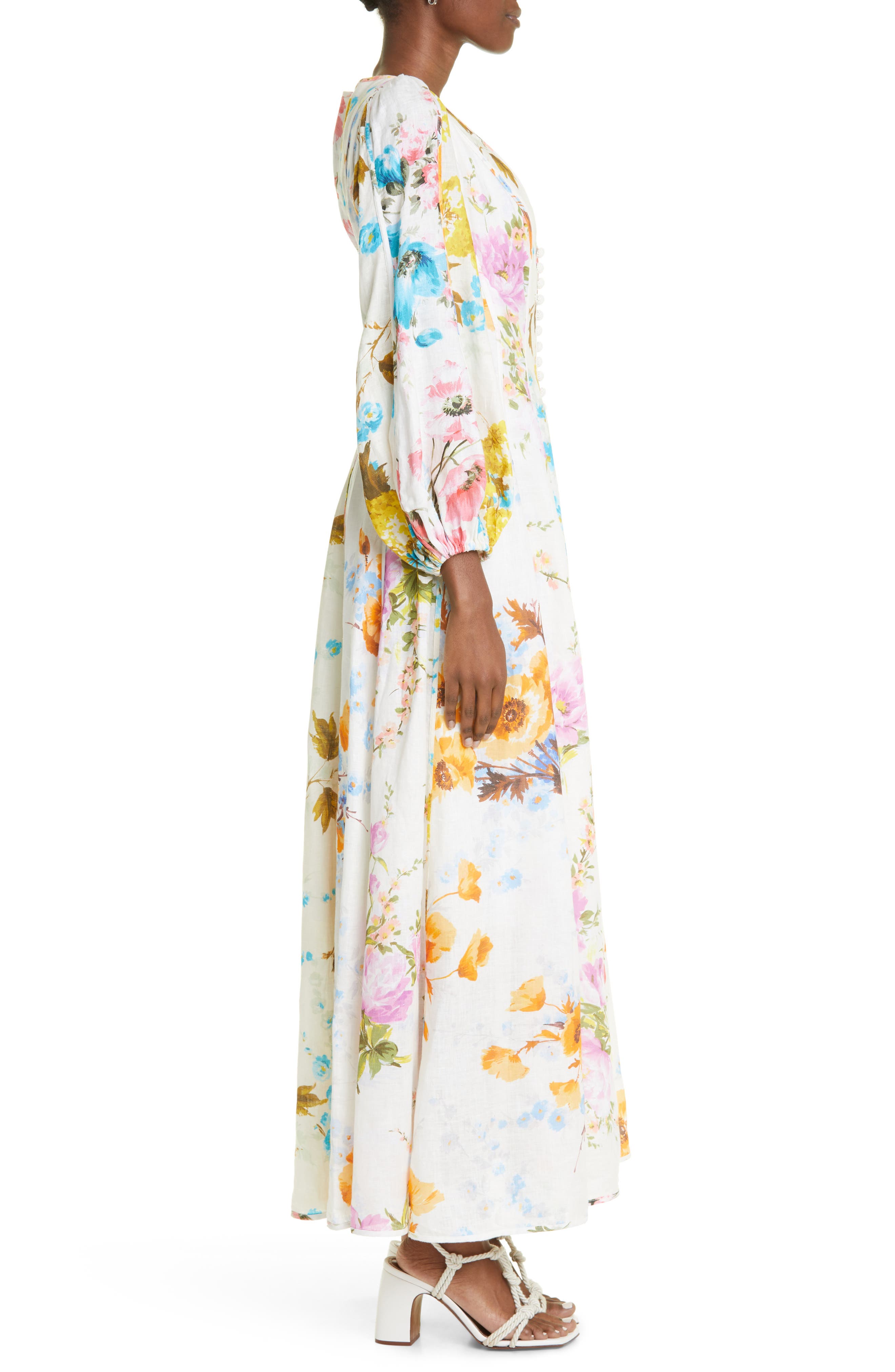 chinese dress ladies Zimmermann Halcyon printed linen midi dress – Lizzie Lend main image 1