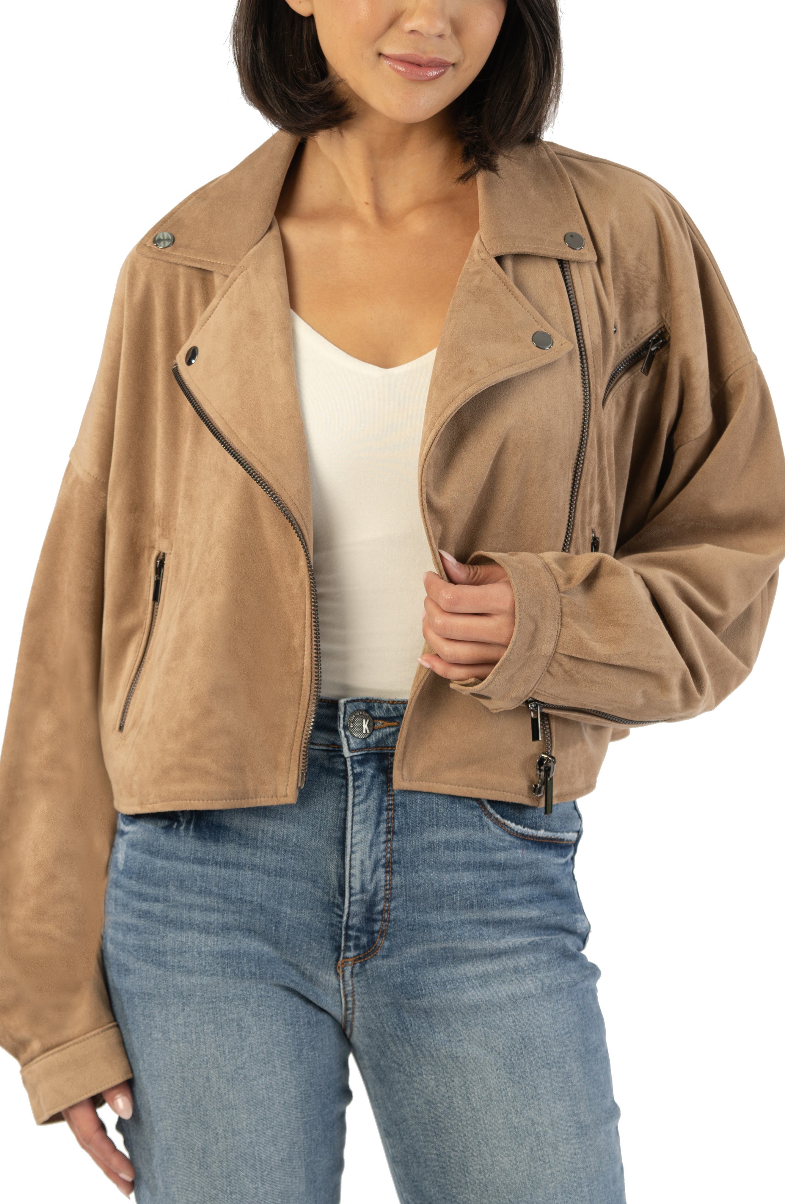 KUT from the Kloth Bessie Relaxed Faux Moto Jacket Earth | Closet