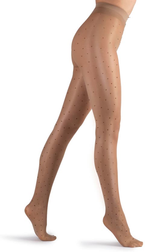 Lechery Shiny Dot Tights In Natural