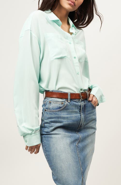 Equipment Oty Oversize Silk Button-up Shirt In Blue Light