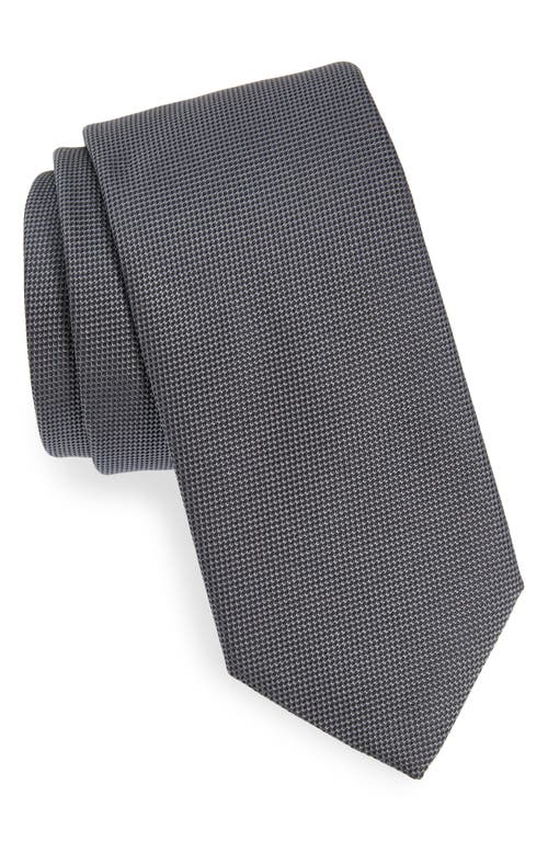 Solid Black Silk Tie in Charcoal Grey