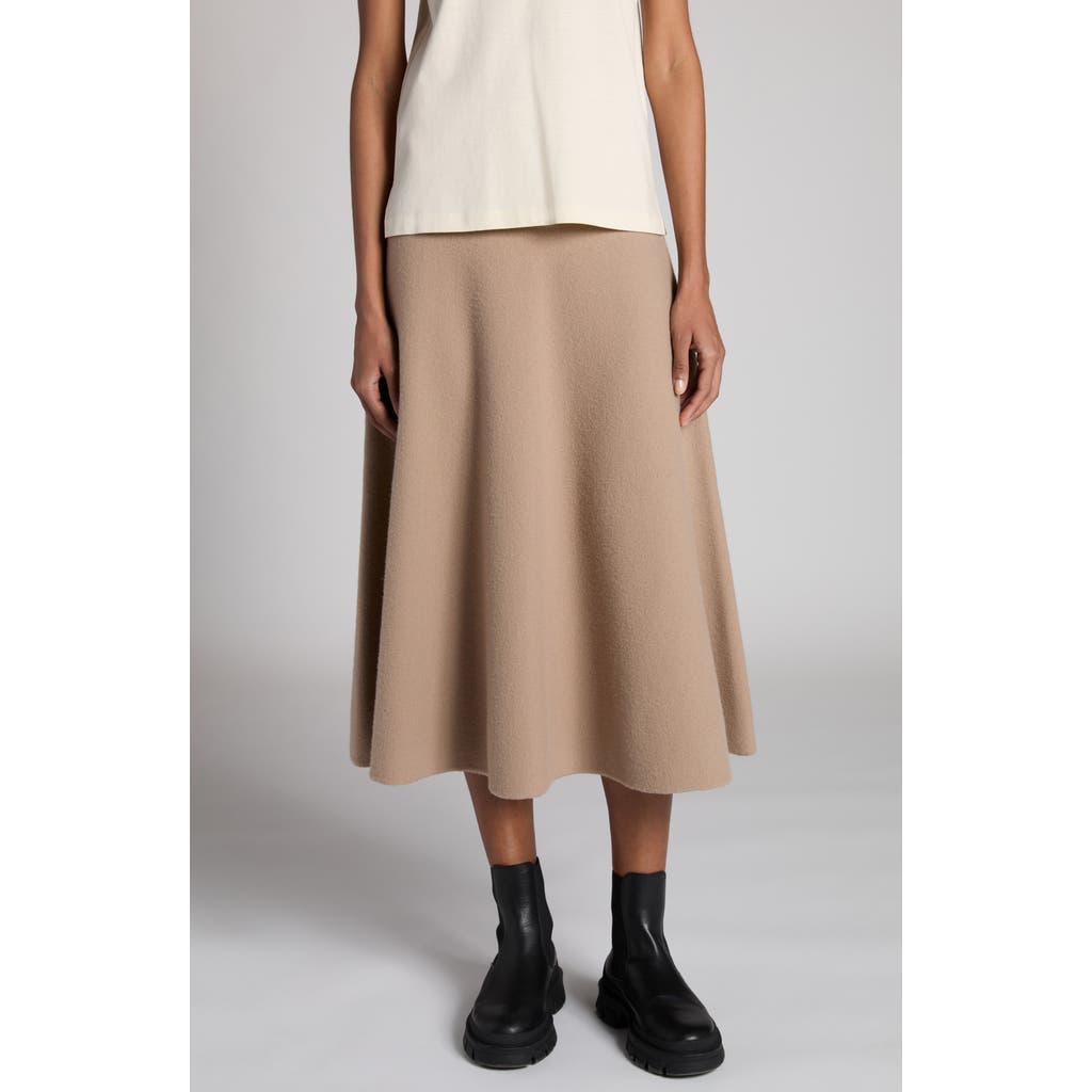 Moncler Wool Blend Midi Sweater Skirt In Pink Taupe