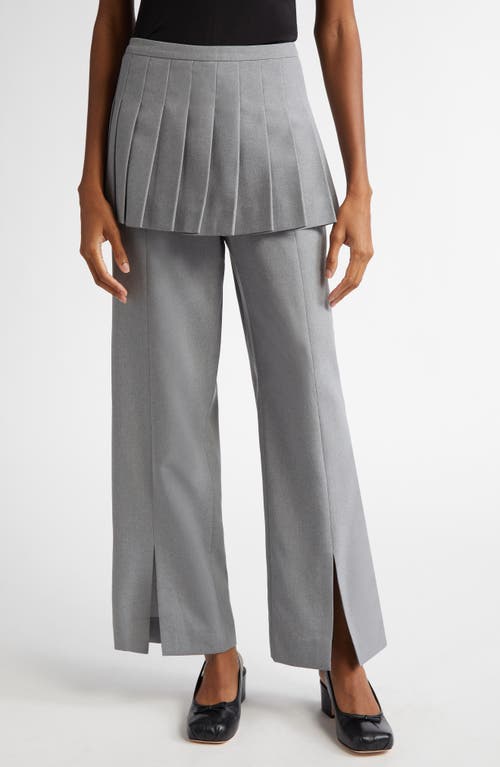 Sandy Liang Lichi Layered Split Straight Leg Pants in Grey 