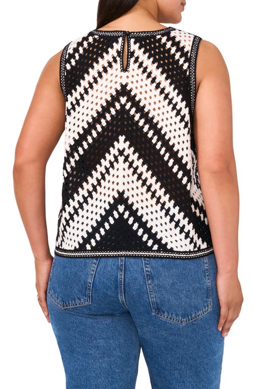 Shop Halogenr Halogen(r) Crochet Knit Sleeveless Sweater In Rich Black