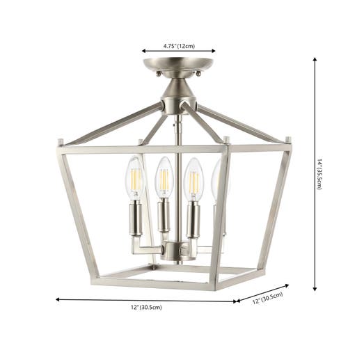 Jonathan Y Plains 4-light Iron Modern Farmhouse Led Flush Mount In Nickel