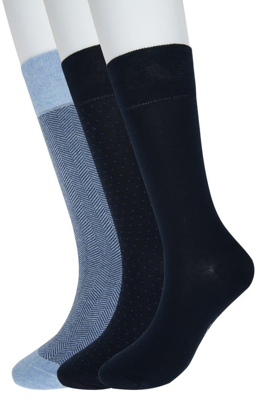 Shop Brooks Brothers Assorted 3-pack Essential Dress Socks In Navy