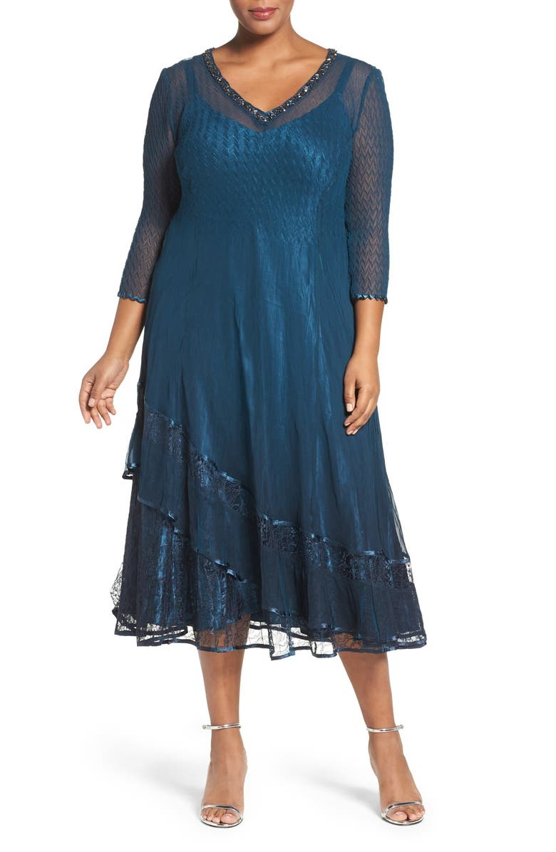 Komarov Embellished Chiffon & Lace Dress (Plus Size) | Nordstrom