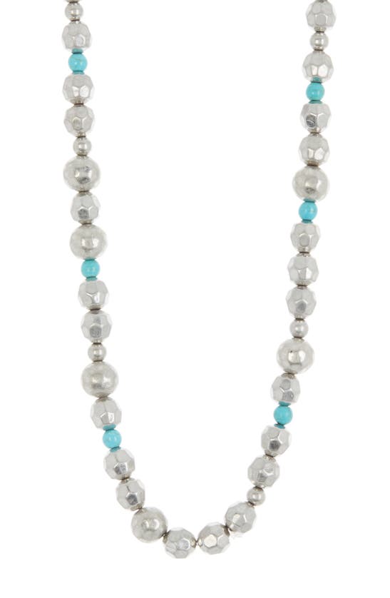 Melrose And Market Reconstituted Turquoise Beaded Necklace In Turquoise- Rhodium