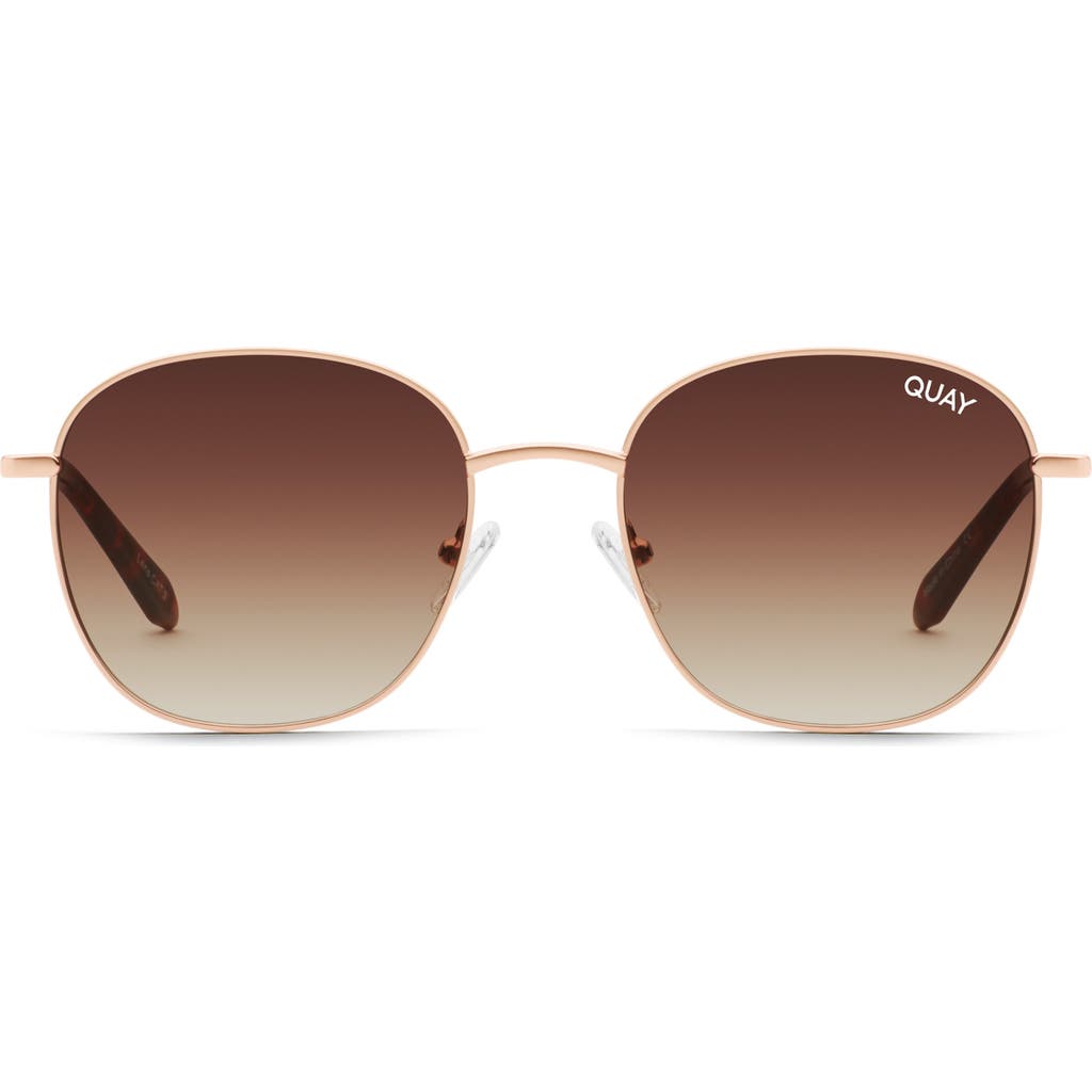Shop Quay Australia Jezabell 51mm Mini Round Sunglasses In Rose Gold/brown