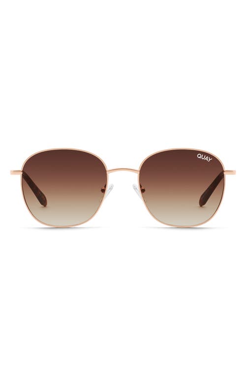 Quay Australia Jezabell 51mm Mini Round Sunglasses In Rose Gold/brown