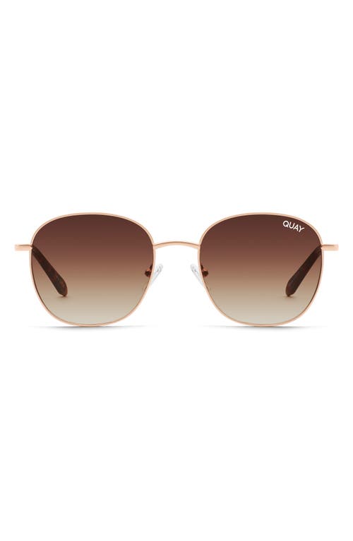 Shop Quay Australia Jezabell 51mm Mini Round Sunglasses In Rose Gold/brown