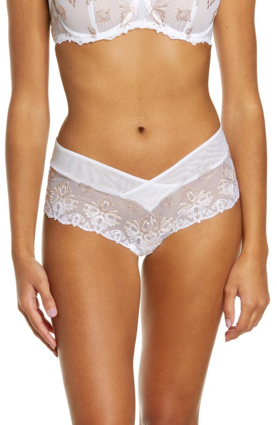 Chantelle Lingerie Champs-élysées Hipster Panties In White/ Brown Bicolor