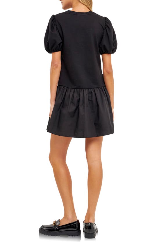 ENGLISH FACTORY ENGLISH FACTORY PUFF SHOULDER MIXED MEDIA MINIDRESS JJ310D