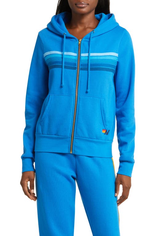 Shop Aviator Nation 5-stripe Zip Hoodie In Blue/blue Stripe