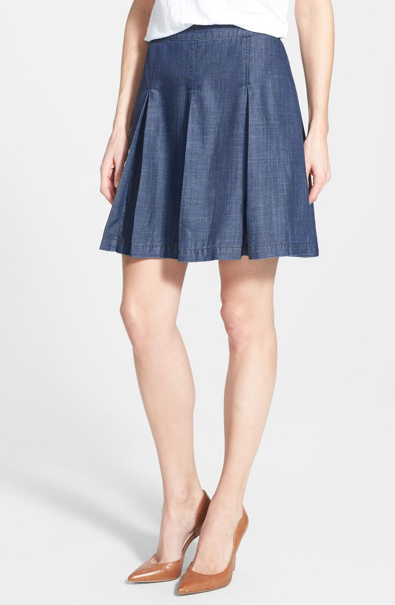 Halogen® Pleat Denim Skirt (Regular & Petite) | Nordstrom