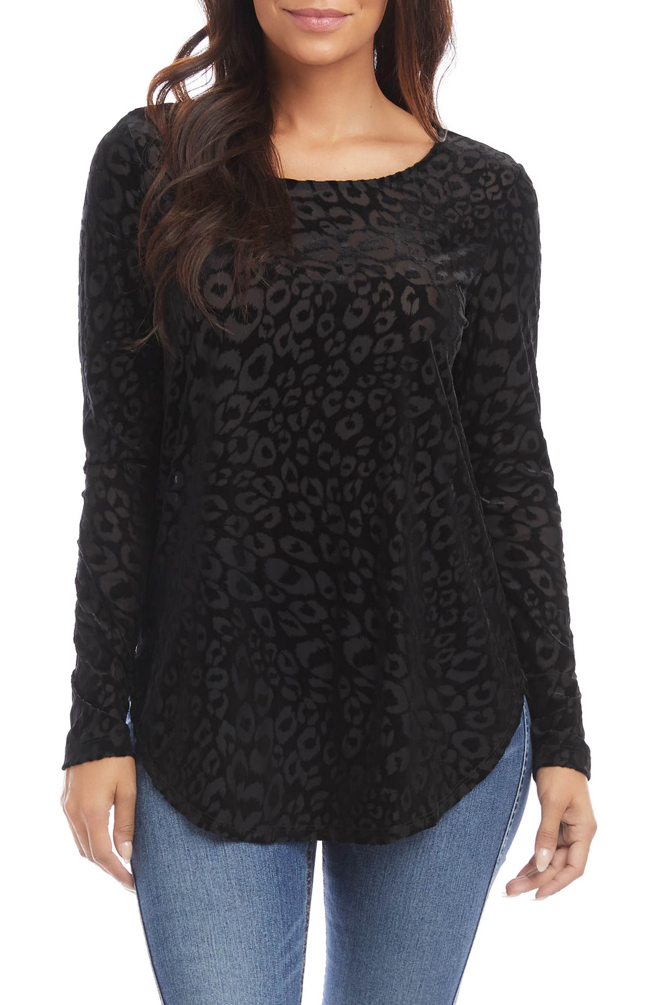 KAREN KANE Velvet Burnout Top, Main, color, BLACK
