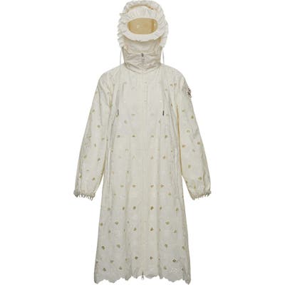 Moncler Genius X 4 Simone Rocha Eyelet Embroidered Hooded Jacket, White