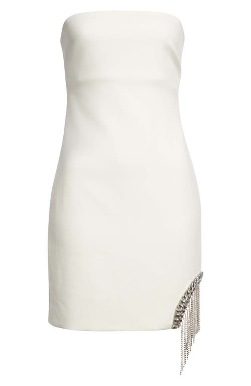 Cinq À Sept Sammy Strapless Rhinestone Fringe Mini Dress In Ivory