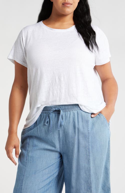 Eileen Fisher Short-sleeve Crewneck Organic Linen Jersey Tee In White