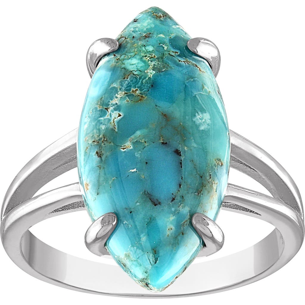 Fzn Sterling Silver Turquoise Ring In White