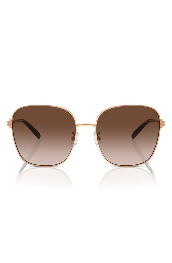 Shop Tory Burch 57mm Gradient Square Sunglasses In Rose Gold