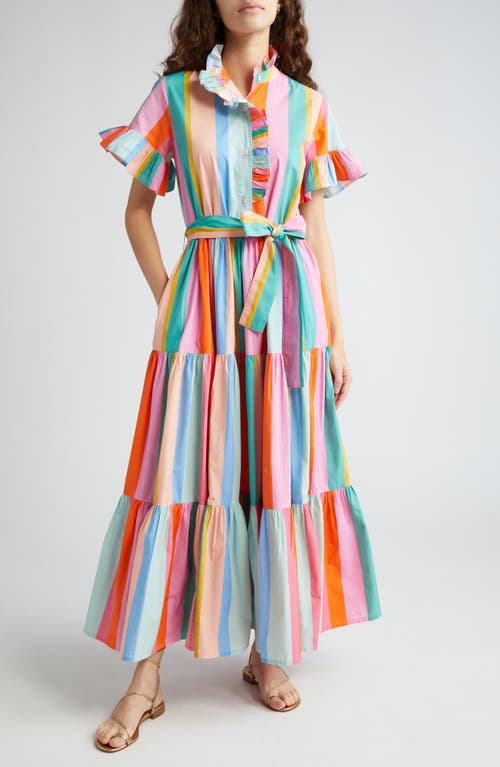 Victoria Ruffle Front Dress in Confetti Stripe