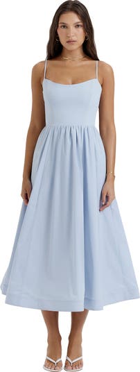 Womens Safiyaa blue Square-Neck Midi Dress