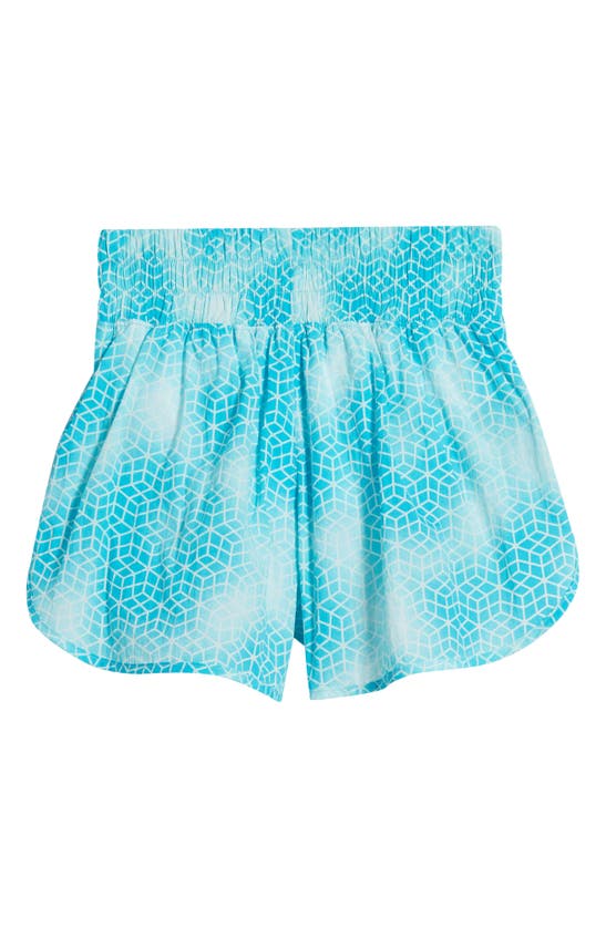 Shop Zella Girl Kids' Serve It Shorts In Teal Scuba Lattice Geo