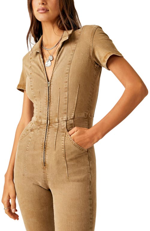 FREE PEOPLE FREE PEOPLE JAYDE DENIM FLARED JUMPSUIT