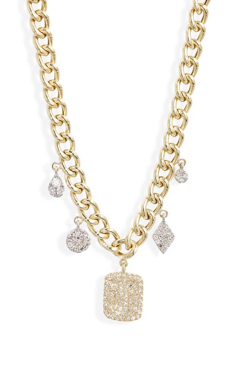 Meira T Diamond Station Mixed Chain Necklace in Two Toned Yellow Gold at Nordstrom, Size 18