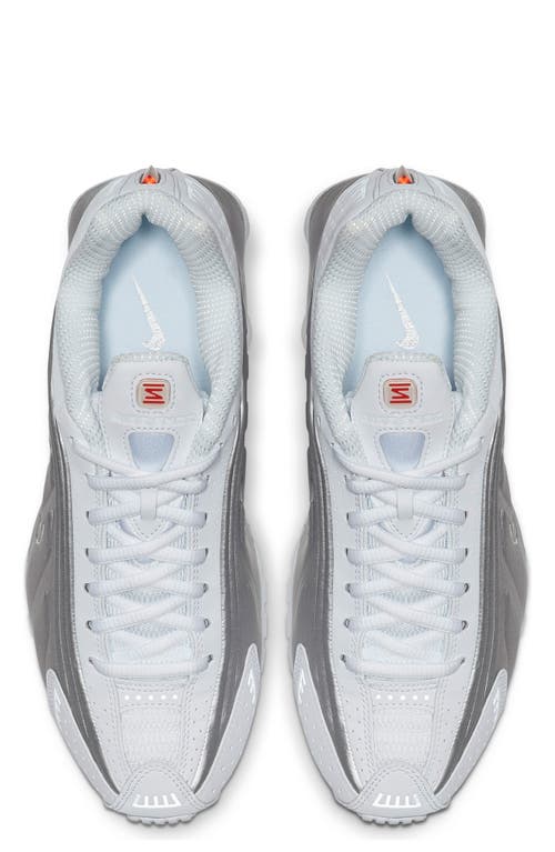 Shop Nike Shox R4 Sneaker In White/silver/max Orange