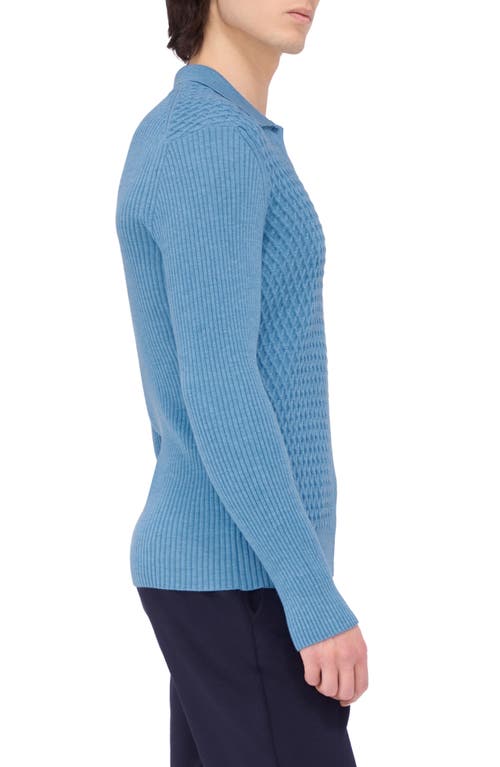 Shop Bugatchi Merino Wool Johnny Collar Sweater In Cobalt